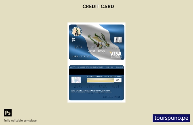 listo para imprimir plantilla de tarjeta electrónica visa Banco de Guatemala de 